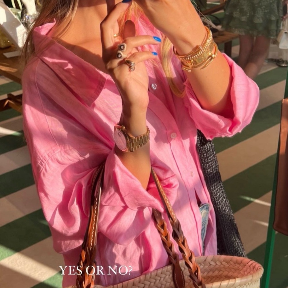 New Haris Cotton -  pink Women's Button-Up Top